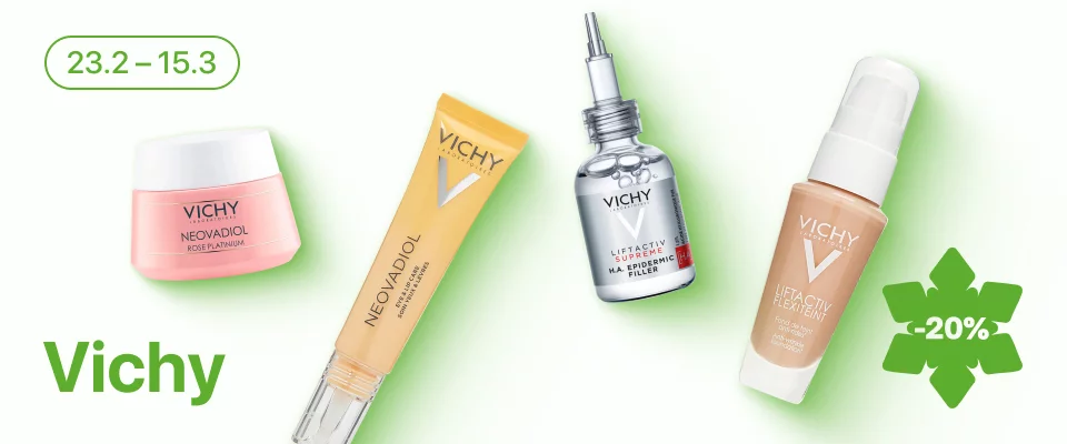 С 23 февраля по 15 марта скидка 20% на выделенный ассортимент Vichy 