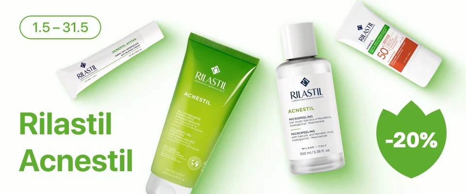 С 1 по 31 мая скидка 20% на выделенные косметические средства линейки Rilastil Acnestil