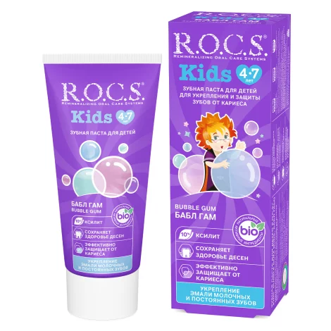 ROCS Kids зубная паста Бабл гам 4-7лет 45г