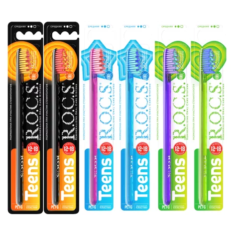 ROCS Teens зубная щетка 12-18лет средняя 1шт