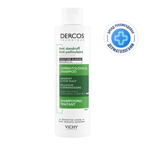 Vichy Dercos Technique шампунь-уход интенсивный против перхоти без сульфатов для чувствительной кожи головы склонной к зуду 200мл