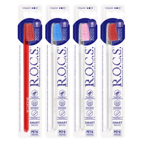 ROCS зубная щетка классическая средняя 1шт