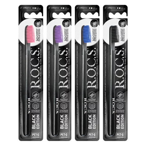 ROCS Black Edition зубная щетка средняя 1шт