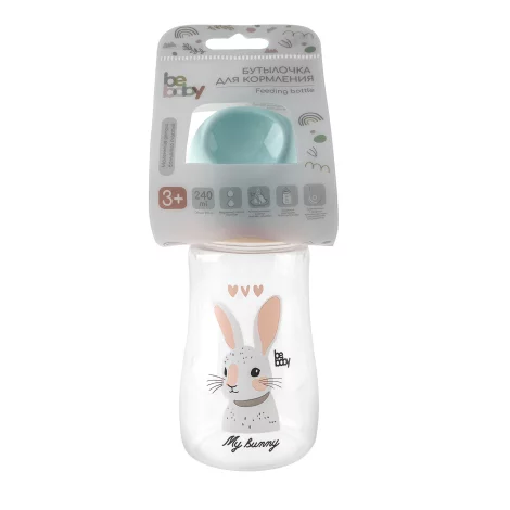 BeBaby R-08B/240 бутылочка для кормления антиколиковая 3мес+ 240мл медленный поток пластиковая