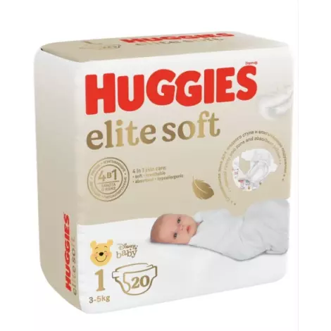 Детские одноразовые подгузники для новорожденных Huggies Elit Soft 3-5кг 20шт
