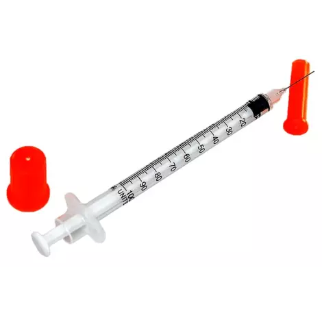 Шприц инсулиновый трехкомпонентный одноразовый стерильный с фиксированной иглой 1 мл