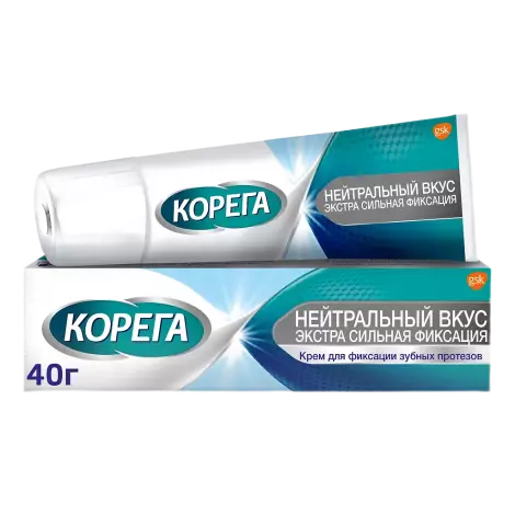 Корега Экстра сильный крем для фиксации зубных протезов Нейтральный вкус 40г