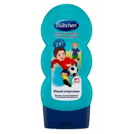 Bubchen Юный спортсмен 2 в 1 детский шампунь и гель для душа 230 мл